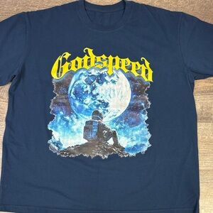 Godspeed “No Looking Back” | “To the Moon” Graphic T-Shirt – Navy Blue – XL